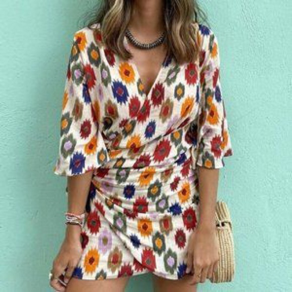 New with tags multicolour wrap dress - Picture 5 of 7